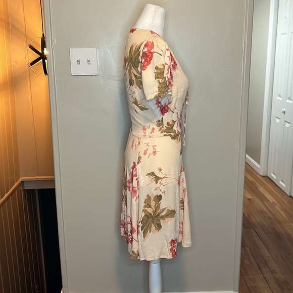 Reformation Koa Pink Floral Lace Up V Neck Short Sleeve Mini Dress New Size 2 - Picture 8 of 12